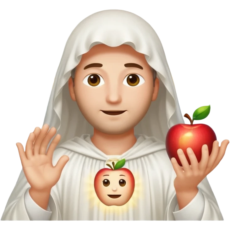 Heavenly Father from the Bible, shrouded face, wearing a white gown, surrounded by beaming radiant light symbolizing his voice and existence, apple emoji style emoji