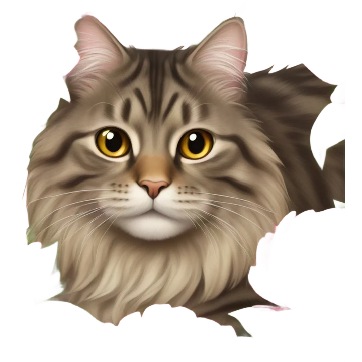 a long haired tabby in peonies  emoji