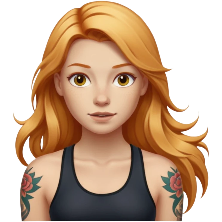 girl with long blonde hair and tattoos and an athletic ginger girl emoji