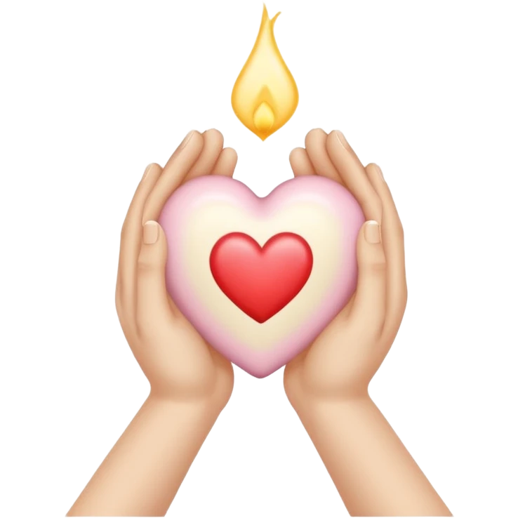 Hands joined in prayer with a cream heart emoji