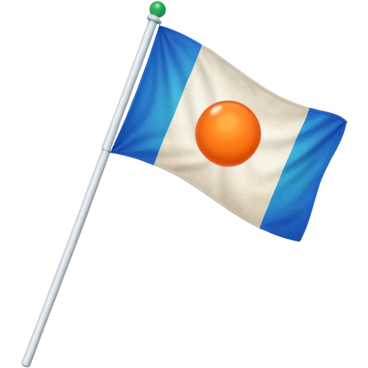 white flag up with a orange down with green and middle with blue ball emoji