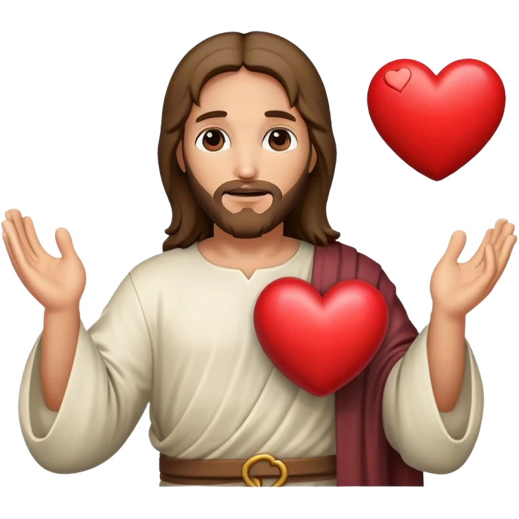 Jesus holding a heart emoji