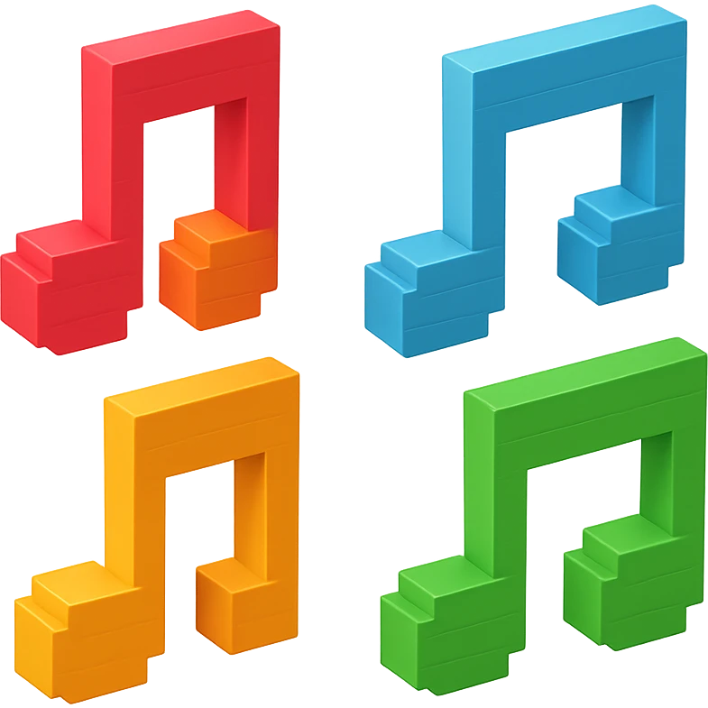 simple and clear voxel-style musical notes emoji