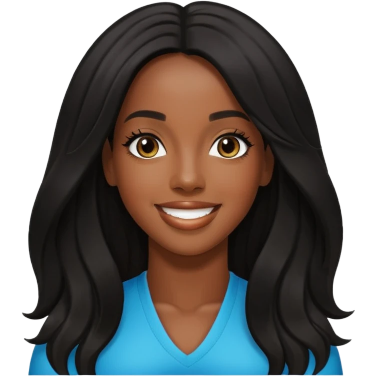 Kelly Rowland with black long hair emoji