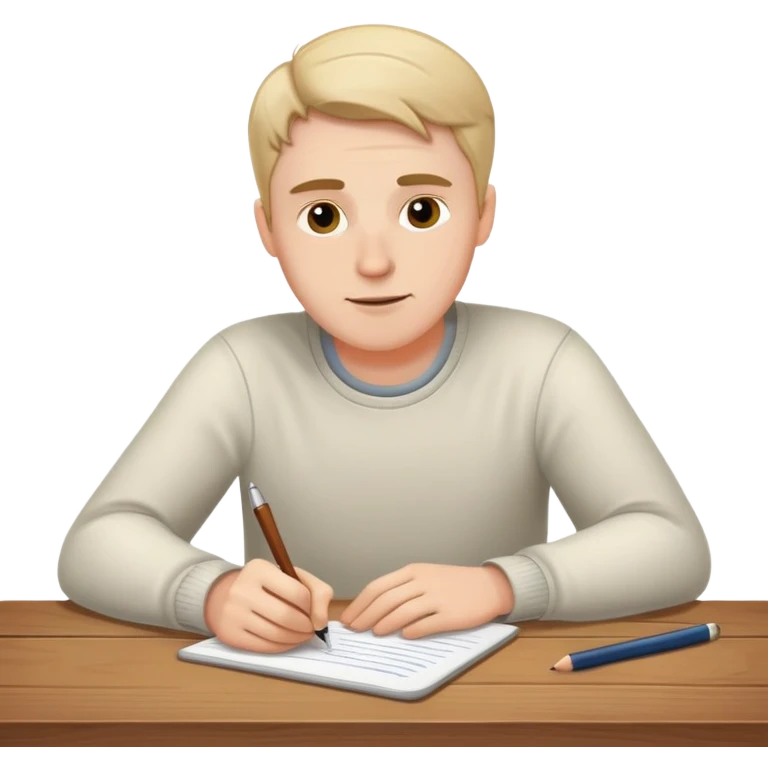 white man writing at a table emoji