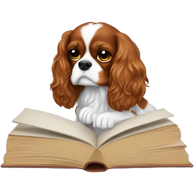 king charles cavalier reading a book emoji