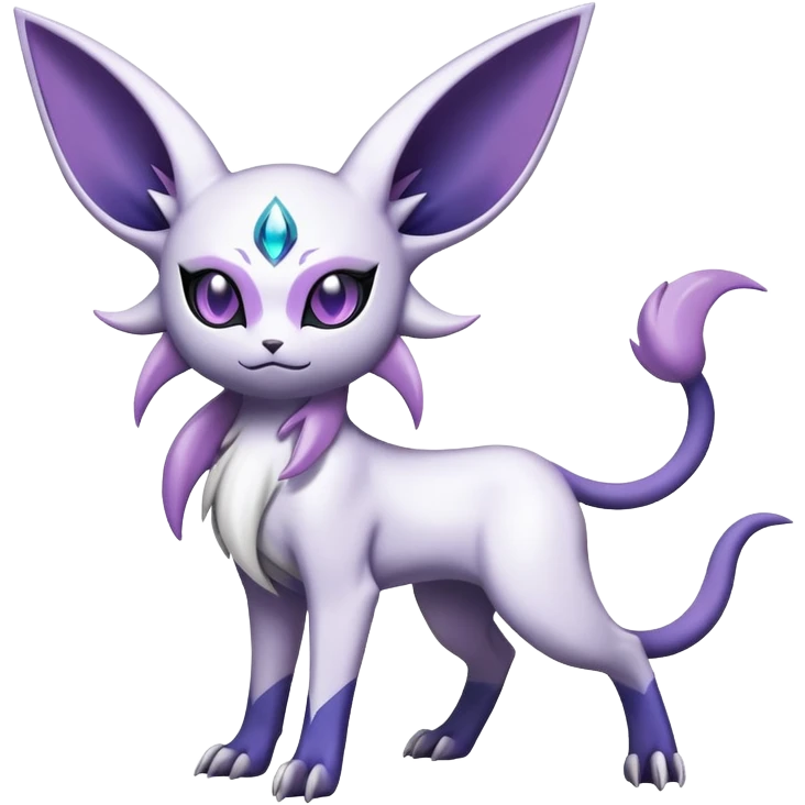 Shiny Exotic Badass Mystical Mysterious Gothic Espeon-Absol-Pokémon-Fakémon-hybrid-creature (full body) emoji