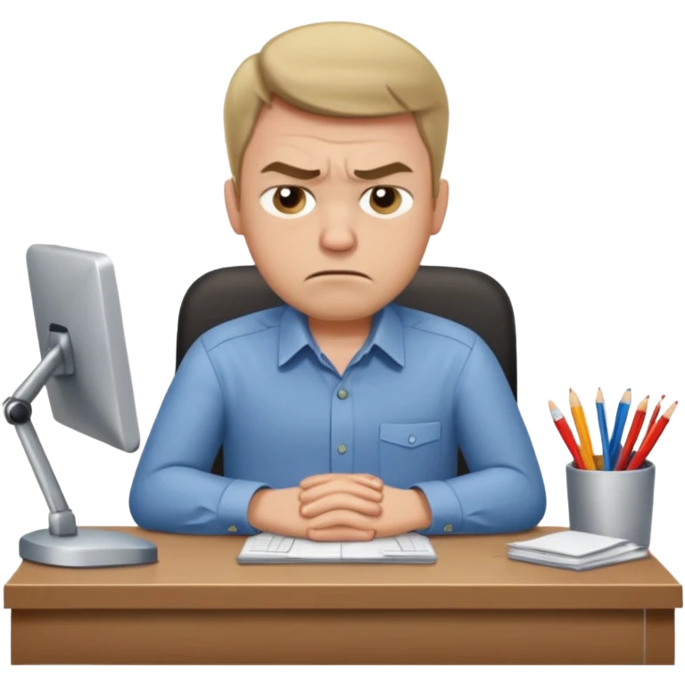 Annoyed worker working at a desk emoji