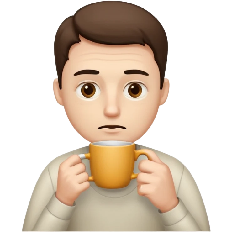 tired programmer with dark circles under his eyes drinks coffee holding a mug emoji