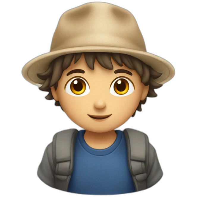 niño con gorro blanco de conejo emoji