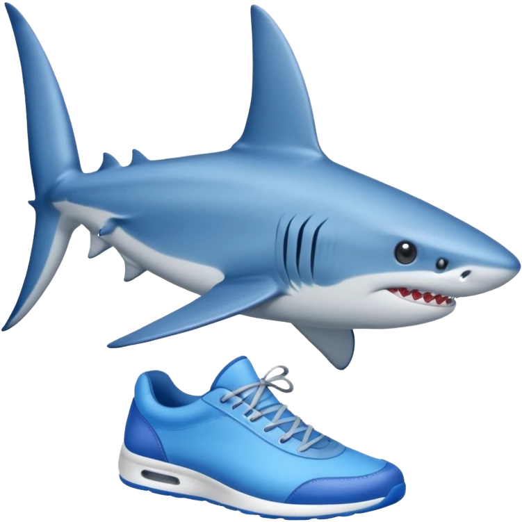 A blue shark wearing blue shoes emoji