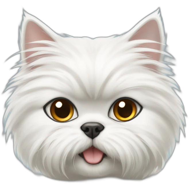 white persian cat with a yorkie dog emoji
