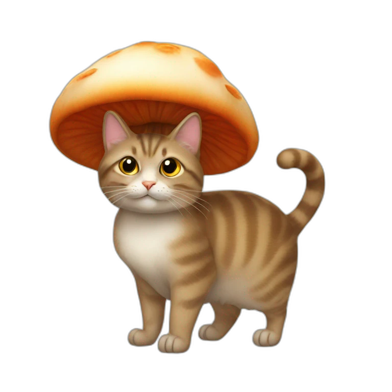 cat wearing a mushroom hat emoji