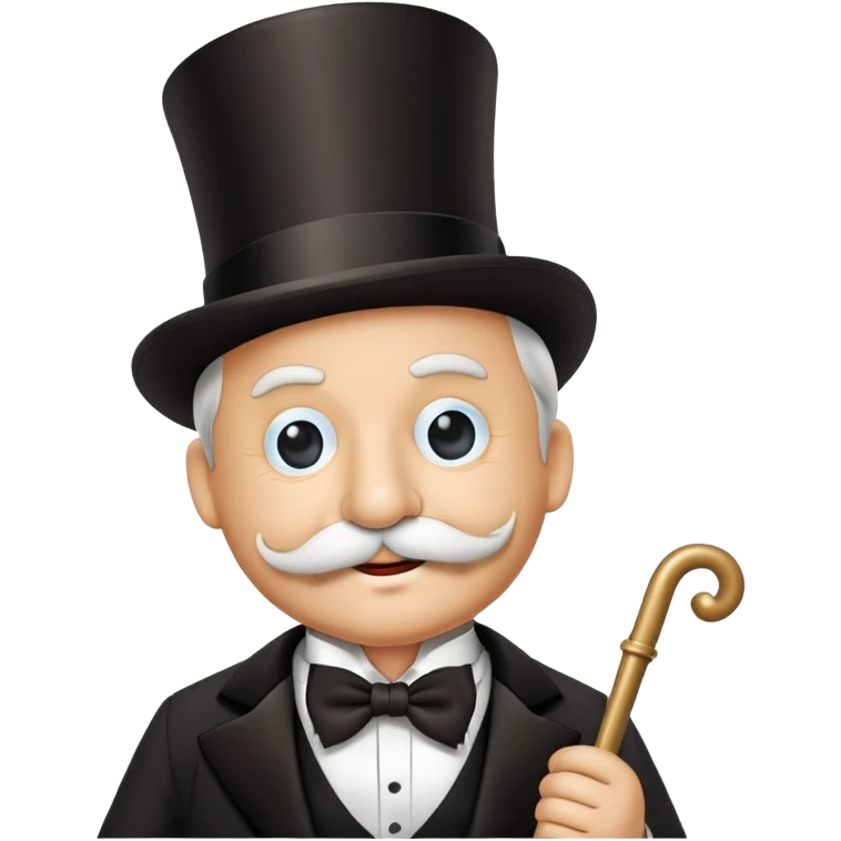 Rich Uncle Pennybags with mustache, top hat, tuxedo, and cane emoji