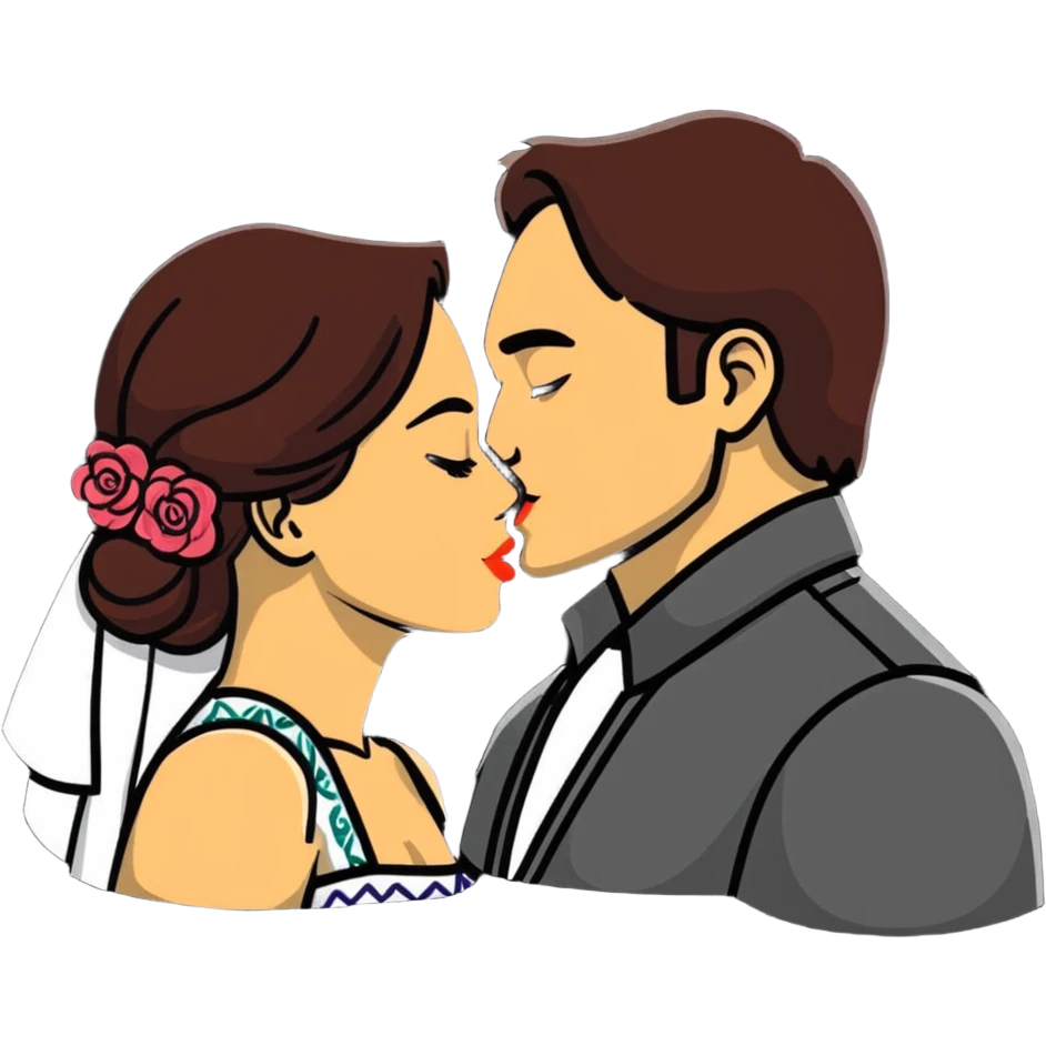 Russian and Mexican couple kissing emoji
