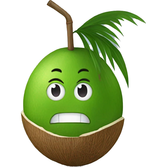 Only a green coconut with a straw, without any leaves emoji