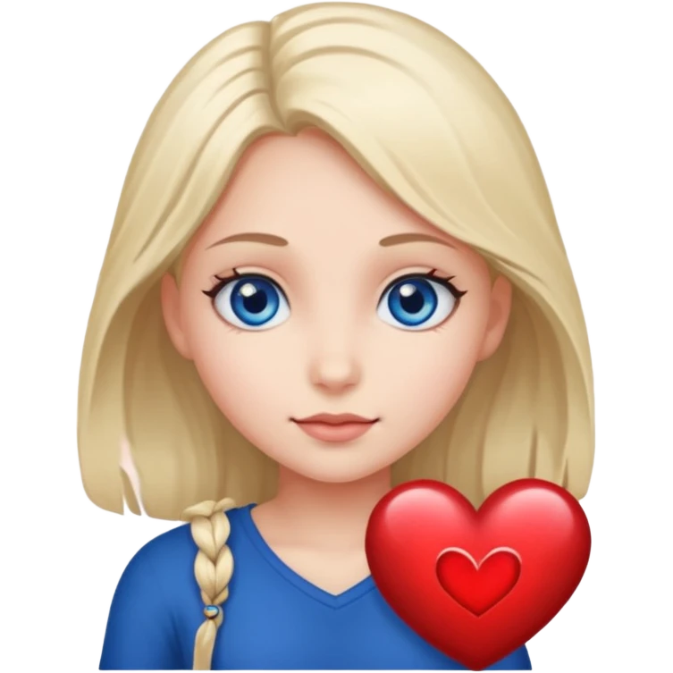 A sticker of a girl with heart-shaped dark blue eyes.  Instead of his eyes emoji