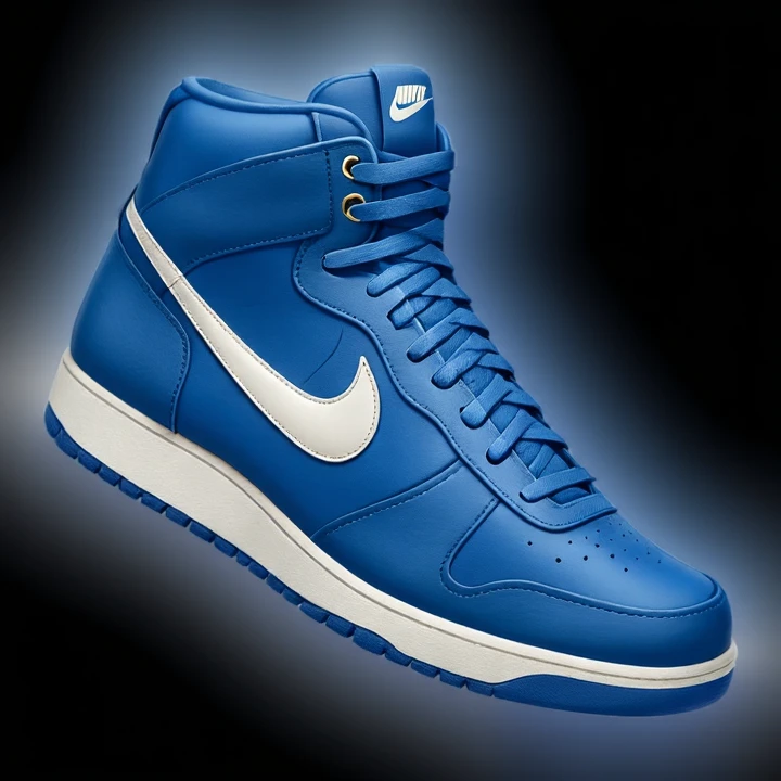 Enhance the realism of the shoe with a clean and realistic style. Correct the text on the logo to clearly say 'NIKE'. Maintain a clean and professional photographic look. Use a transparent background if possible, otherwise keep the background clean and minimal. emoji