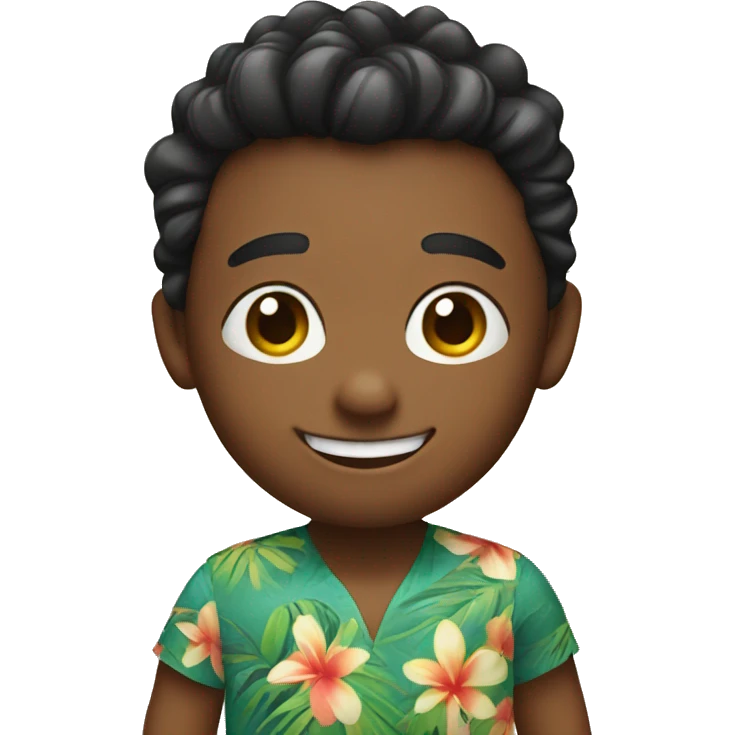 A cute boy smiling in Hawaii emoji