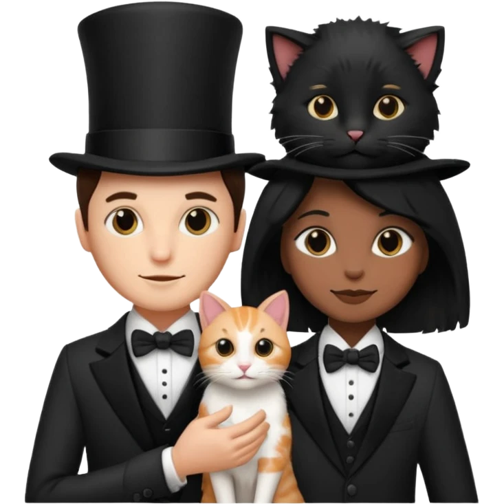 magician couple and their pet cat emoji