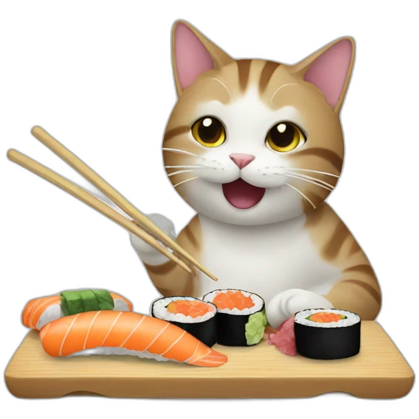 cat eating sushi emoji