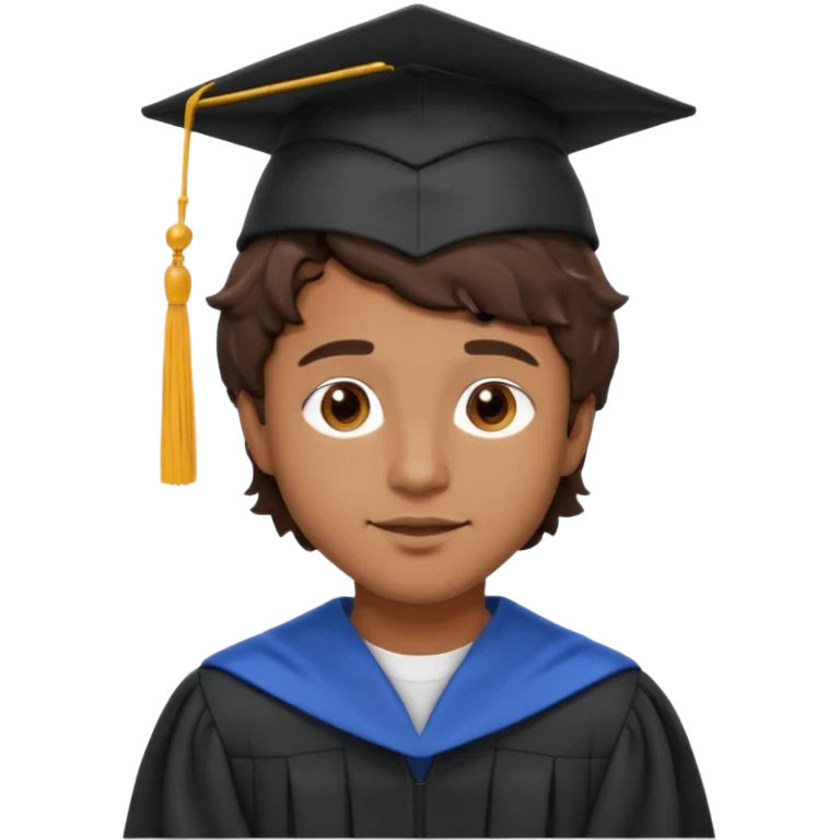 brown man, short very wavy hair, brown eyes, Brunette with graduation emoji