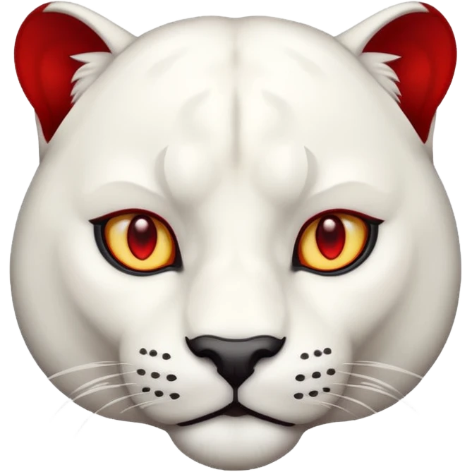 white panther emoji, with deep but bright red eye's. As one would see on discord, that looks like Samuel Ayers from "The Smoke Room". emoji