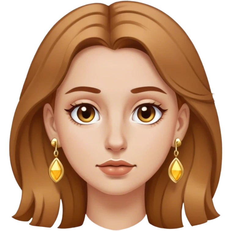 Chica blanca con cabello marrón claro, con piercing en la nariz con aretes dorados  emoji