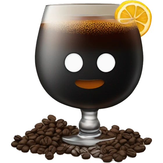 Black cocktail with coffee beans on the side. no garnish. whiskey glass emoji