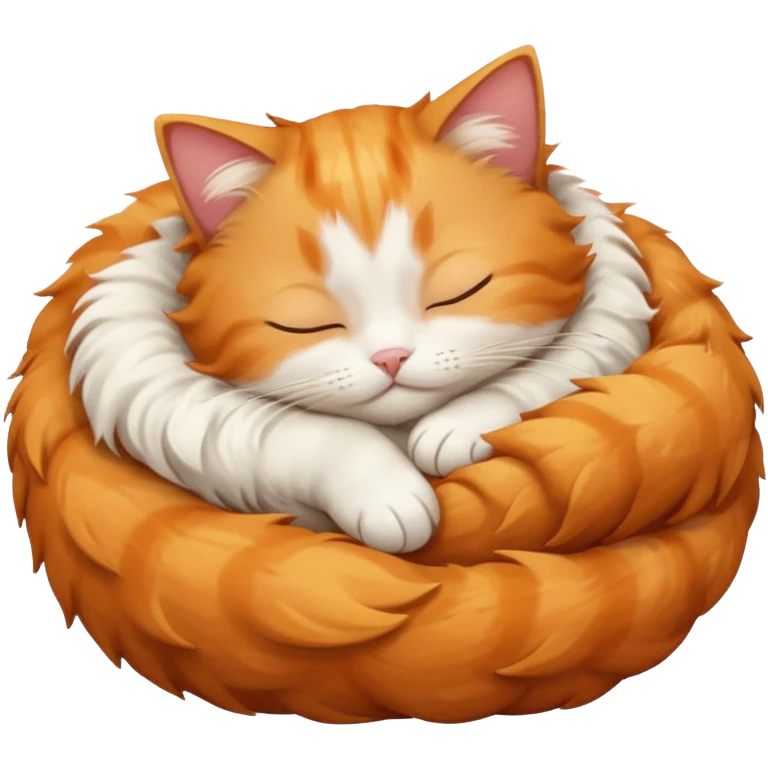 ginger and white small cat sleeping in funny position emoji