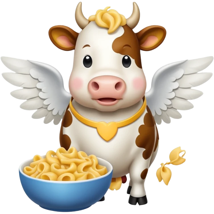 Cow standing with wings and macaroni emoji