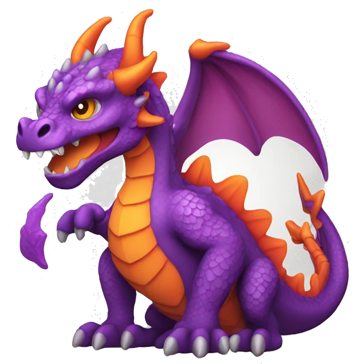 purple and orange dragon with 3 heads emoji