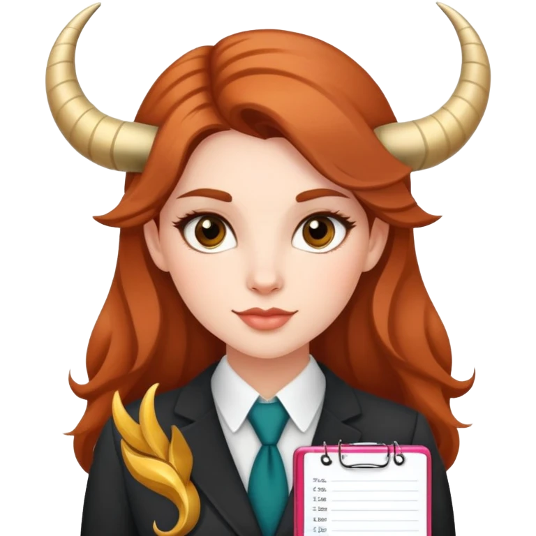 Девушка козерог, деловая с ежедневником emoji