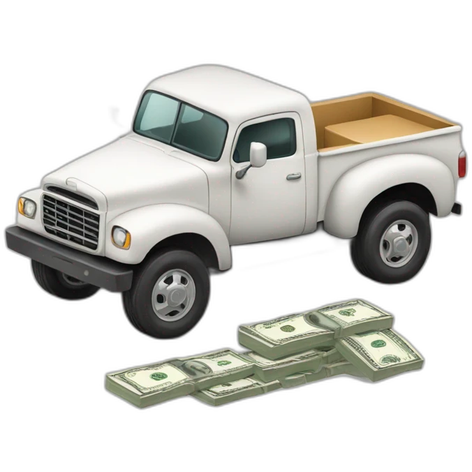 a truck with a full body of dollars emoji