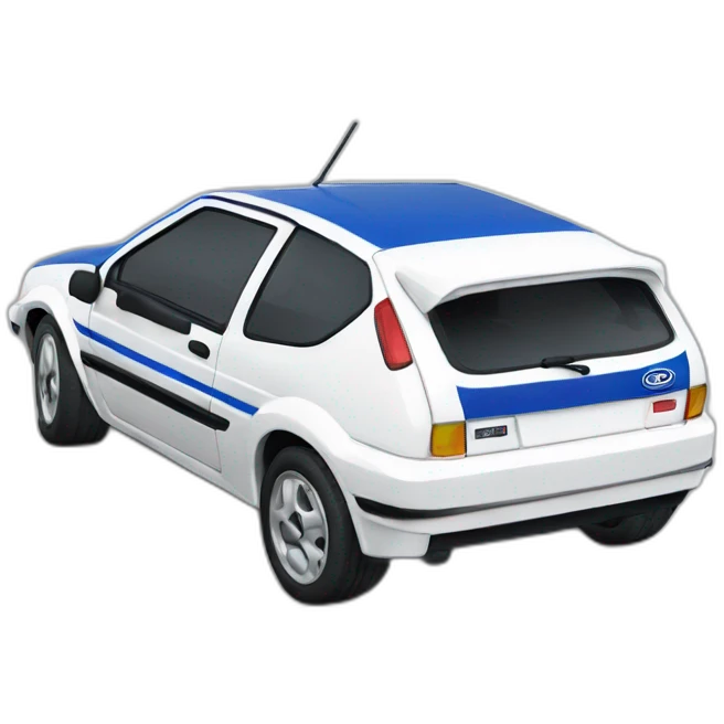 Ford fiesta 1990 White with blue stripe  emoji
