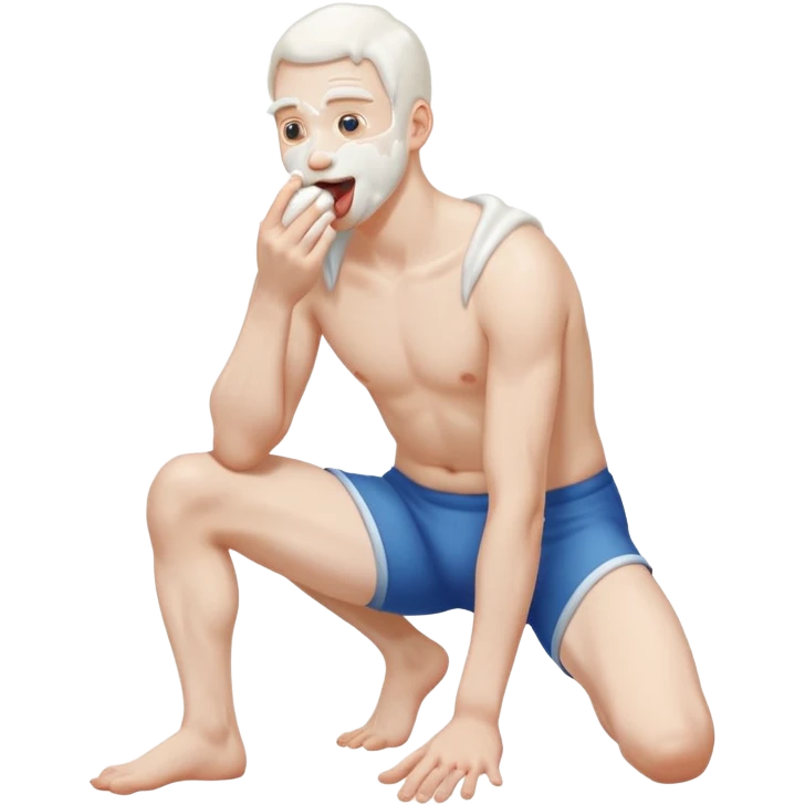 Make a person on their knees, legs back tongue out covered in white stuff on his face. Make it a man. emoji