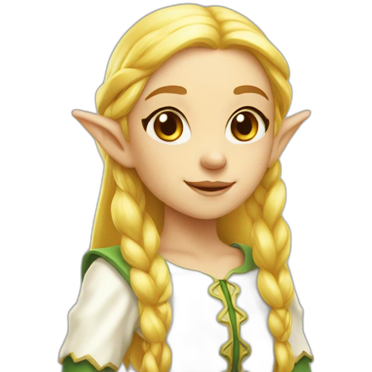 elf girl, white clothes, yellow long hair emoji