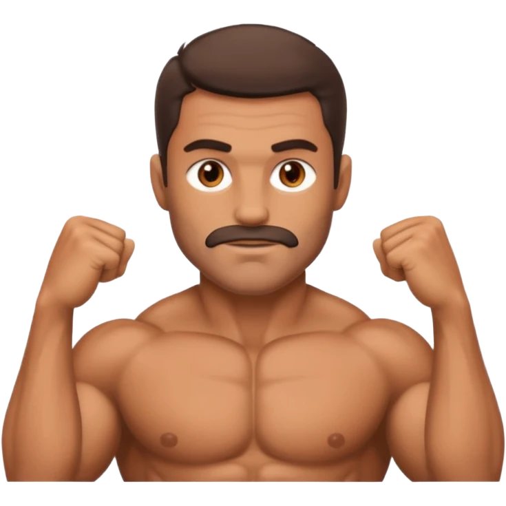 Muscular and body hair man emoji