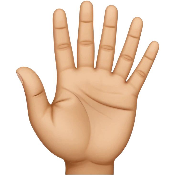 open hand, palm facing viewer, thumb folded in, four fingers up, number 4 hand sign emoji