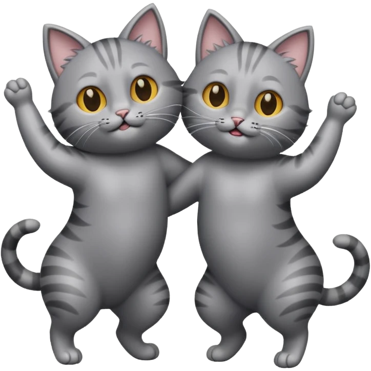 Two grey cats dancing  emoji