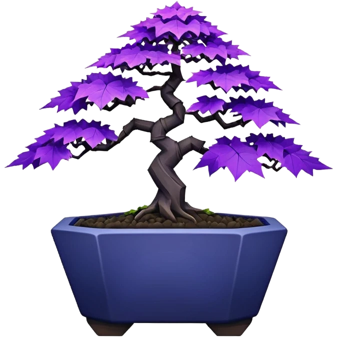  small short black indigo bonsai pot plant purple shingu maple with triangular angular faceted asymmetrical originally shaped body  emoji