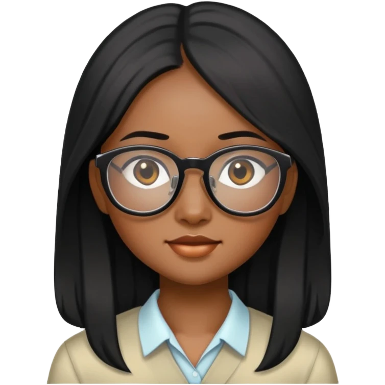 young Vietnamese girl head with long black hair and glasses emoji