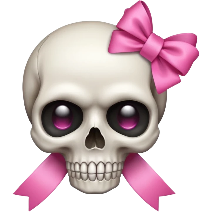 skull emoji with pink ribbon pookie emoji
