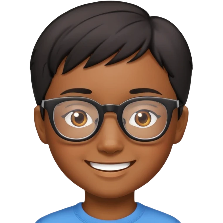 "- Nam
- 10 tuổi
- Da nâu
- Tóc ngắn, đen
- Cười mỉm
- Đeo kính
" emoji