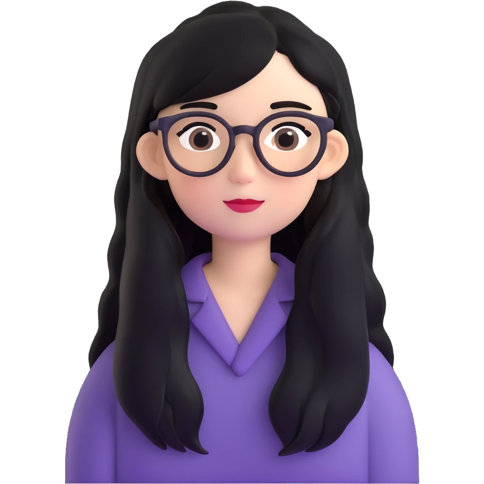 brown girl with glasses and long black hair emoji