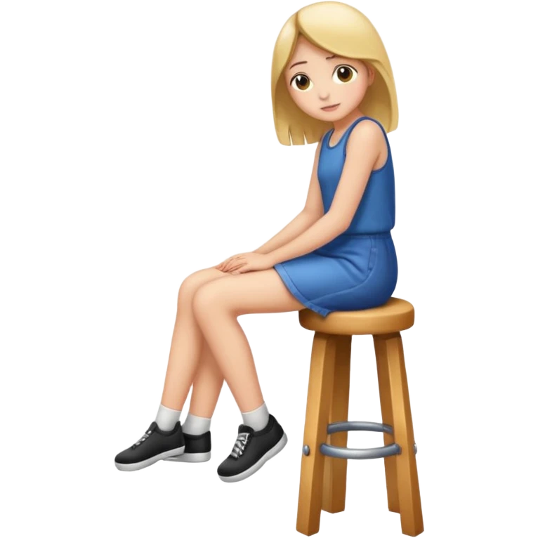 a girl is sitting on a stool seeing whole body on right side emoji
