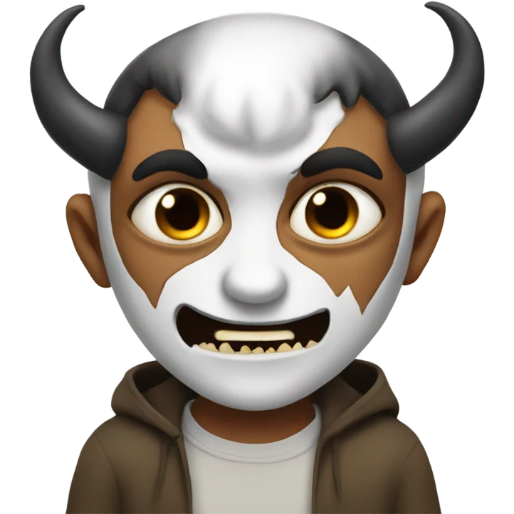 Two faced demon and cute boy emoji