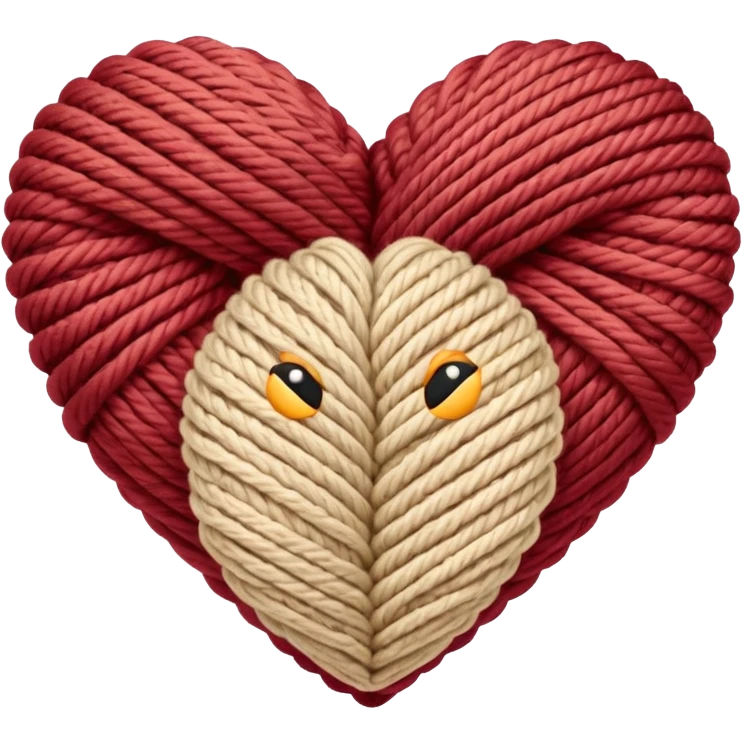 Knitted beige yarn heart emoji