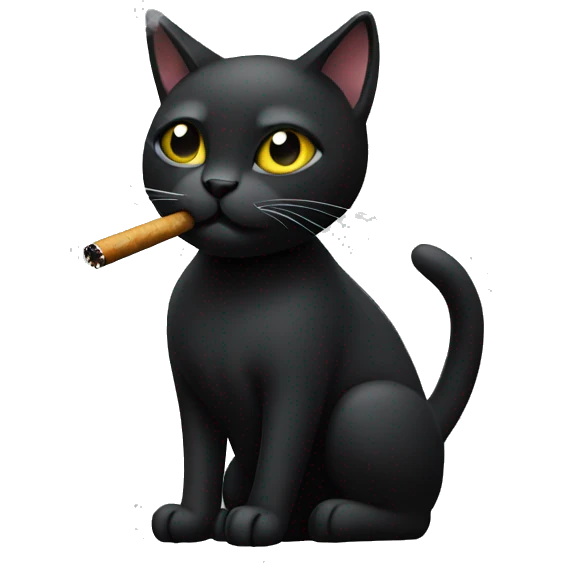 Black cat smoking emoji