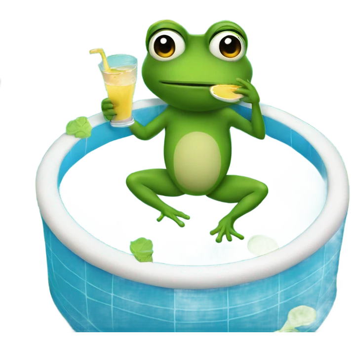 Frog in a pool drinking a caeser  emoji